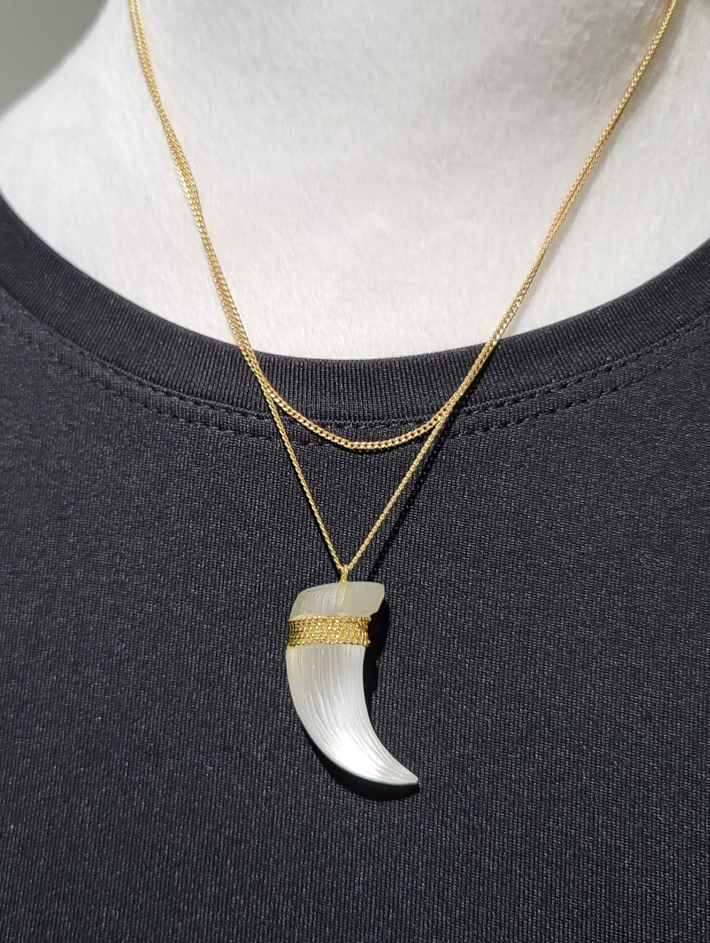 Akexis Bittar Lucite Horn and Pearl Necklace